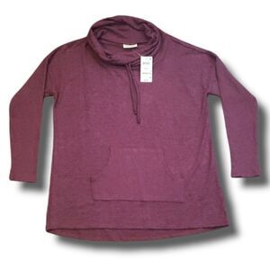 Style & Co Red Velvet Crowl Neck‎ Front Pocket Knit Top Sz S NWT